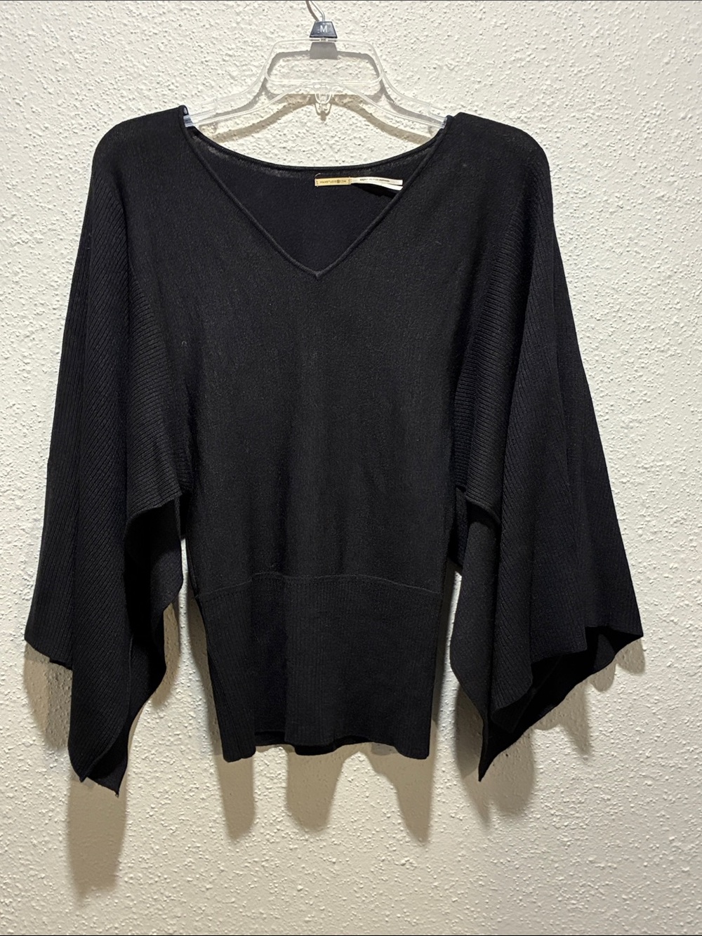 Max Studio Black V-Neck Bell Sleeve Sweater